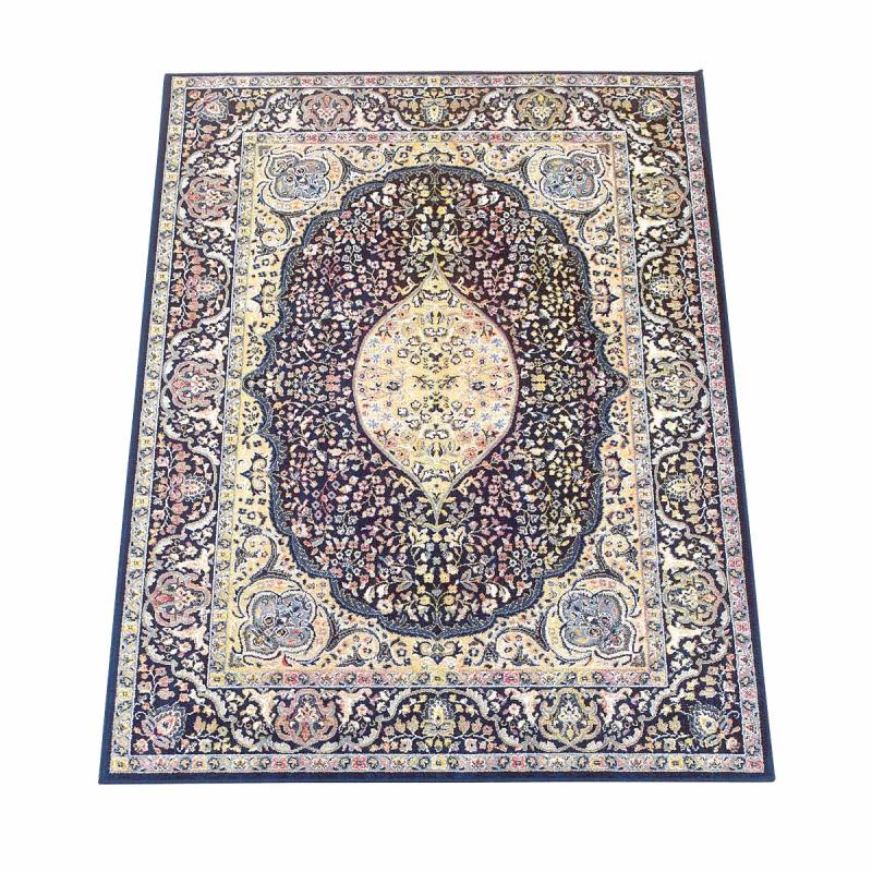 Area Rugs | Rectangular Area Rug 4ft 7in x  3ft 3in Blue Silk Blend for Living Room Victorian Style Area Rugs Area Rugs