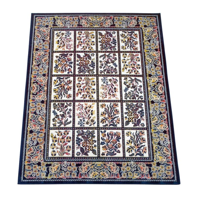 Area Rugs | Rectangular Area Rug 4ft 7in x  3ft 3in Blue Silk Blend for Living Room Victorian Style Area Rugs Area Rugs