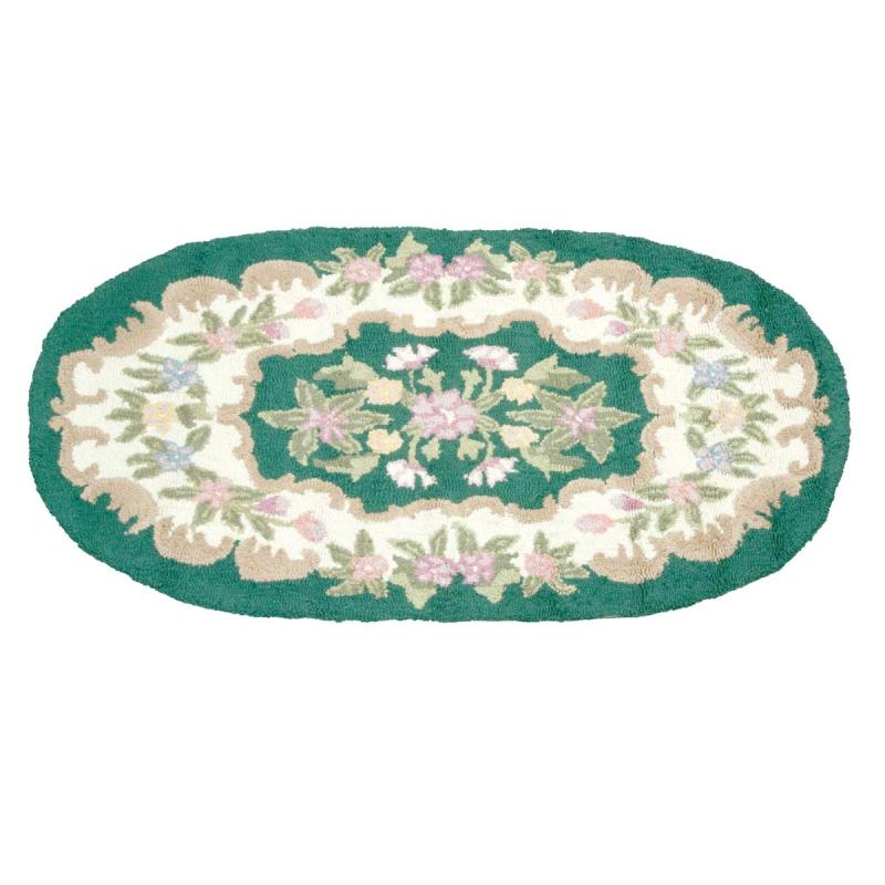 Area Rugs | Wool Oval Traditional Area Rug Green Floral 3′ x 5′ Area Rugs Area Rugs