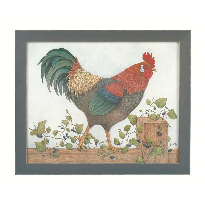 Art Prints & Decoy Sculptures | Framed Print Rooster Solid Wood Frame with distressed finish Art Prints & Decoy Sculptures Art Prints & Decoy Sculptures