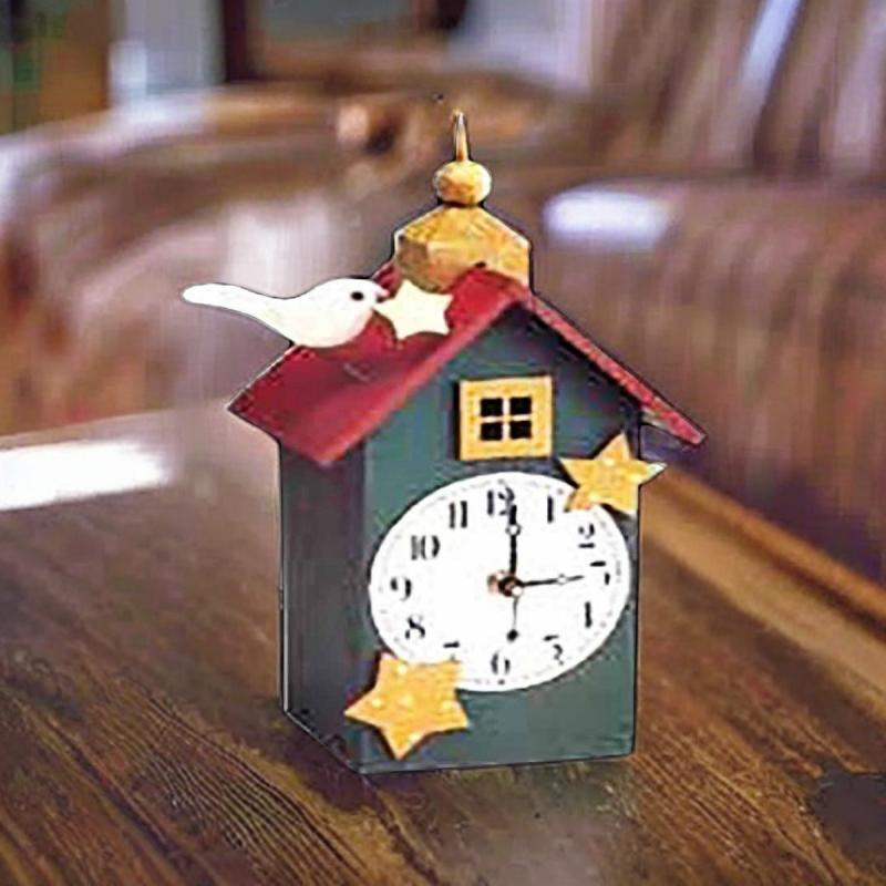 Clocks | Clocks Green Wood Clock with Bird 11.5″H Clocks Clocks