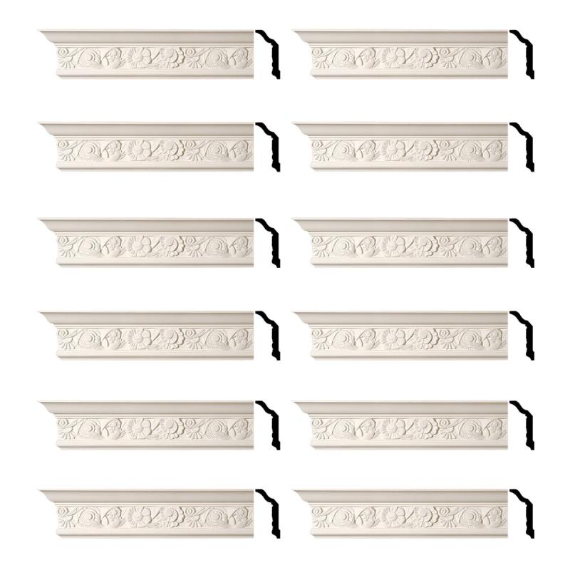 Cornice | Cornice White Urethane Colman Ornate Design 12 Pieces Totaling 1152″ Length Ceiling Molding & Trim Cornice