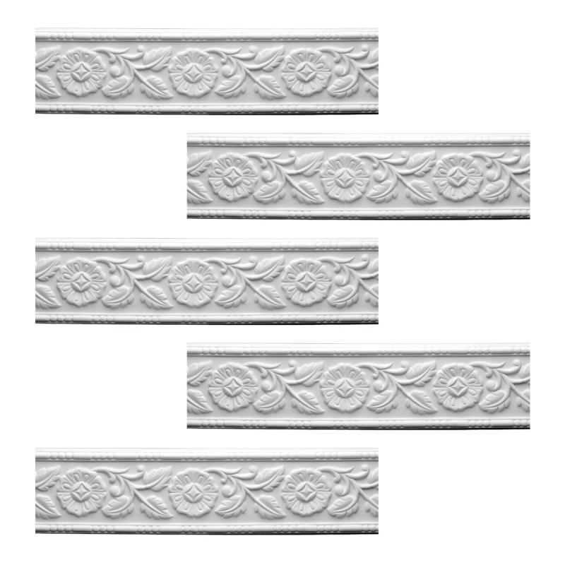 Cornice | Cornice White Urethane Leaf Design 5 Pieces Totaling 470″ Length Ceiling Molding & Trim Cornice