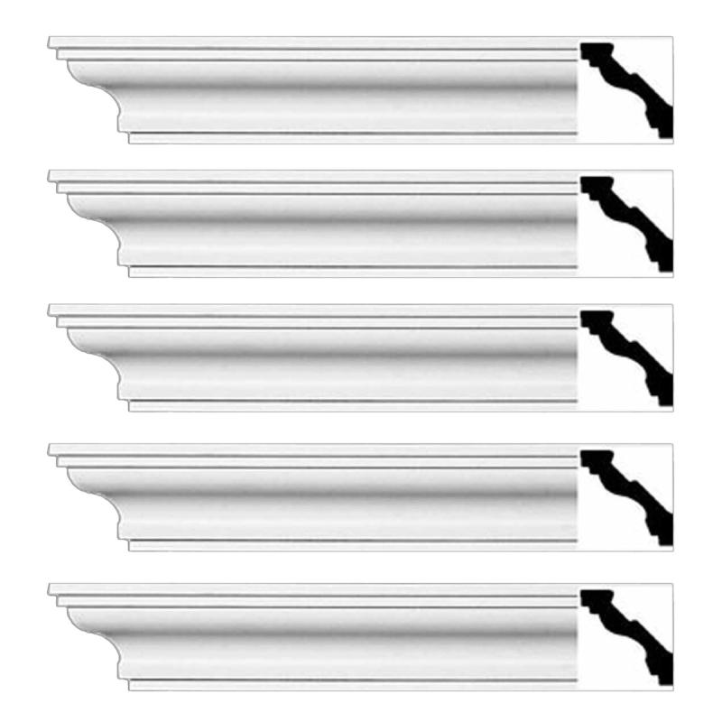 Cornice | Cornice White Urethane Marblehead Simple Design 5 Pieces Totaling 470″ Length Ceiling Molding & Trim Cornice