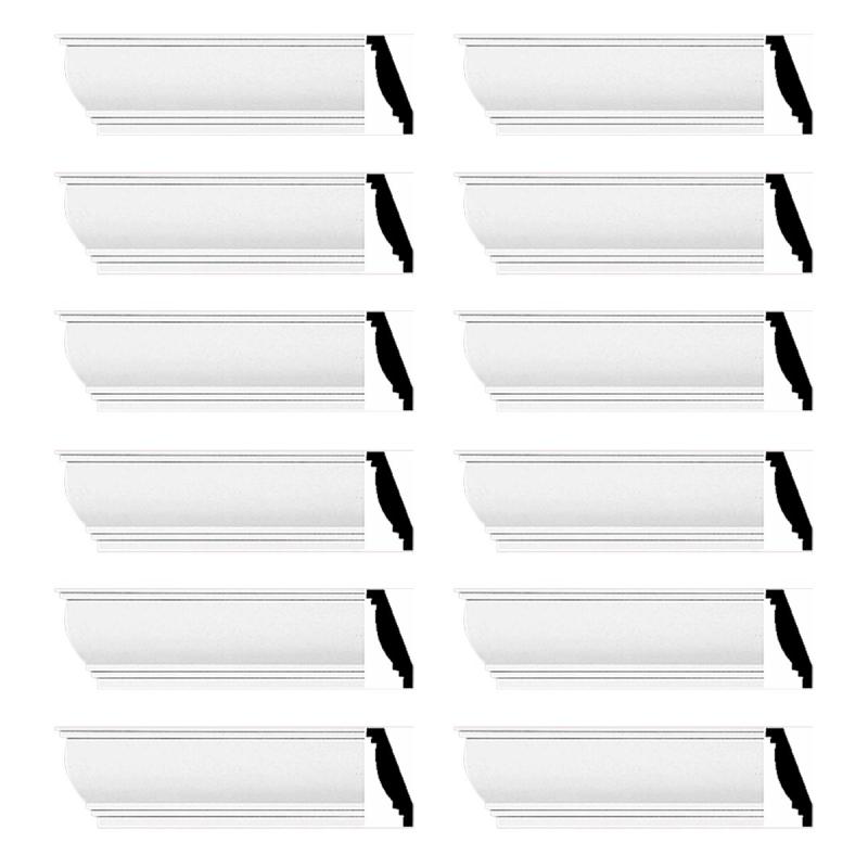 Cornice | Cornice White Urethane Waterbury Simple Design 12 Pieces Totaling 1128″ Length Ceiling Molding & Trim Cornice