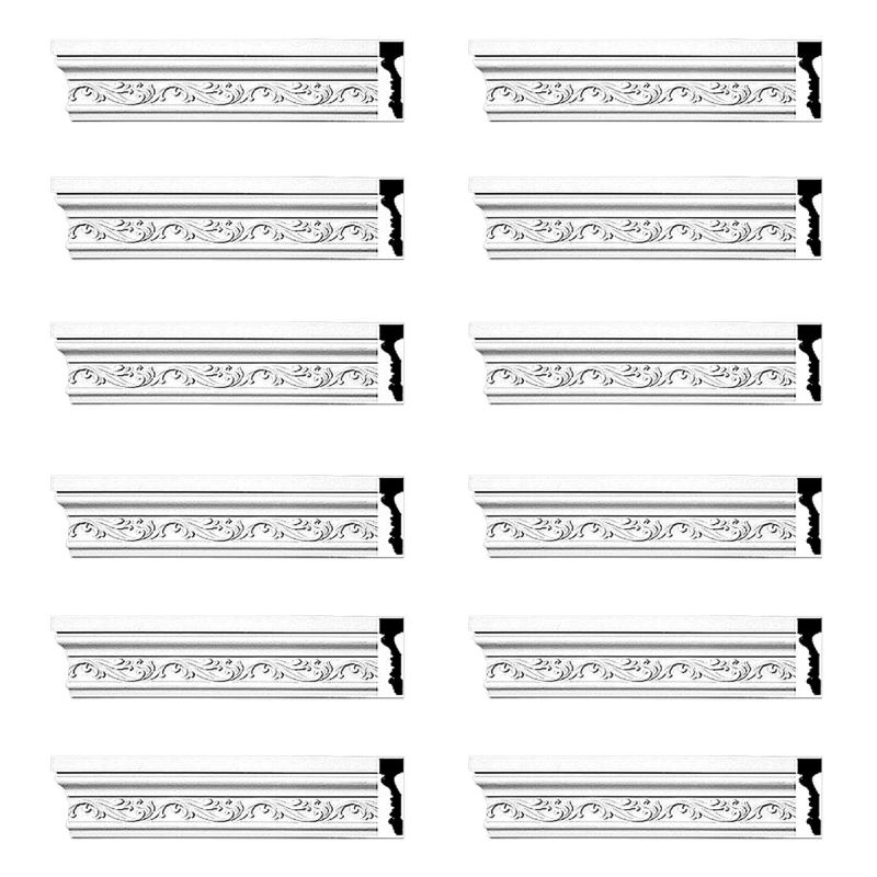 Cornice | Crown Molding White Urethane Savanah Design 12 Pieces Totaling 1128″ Length Ceiling Molding & Trim Cornice