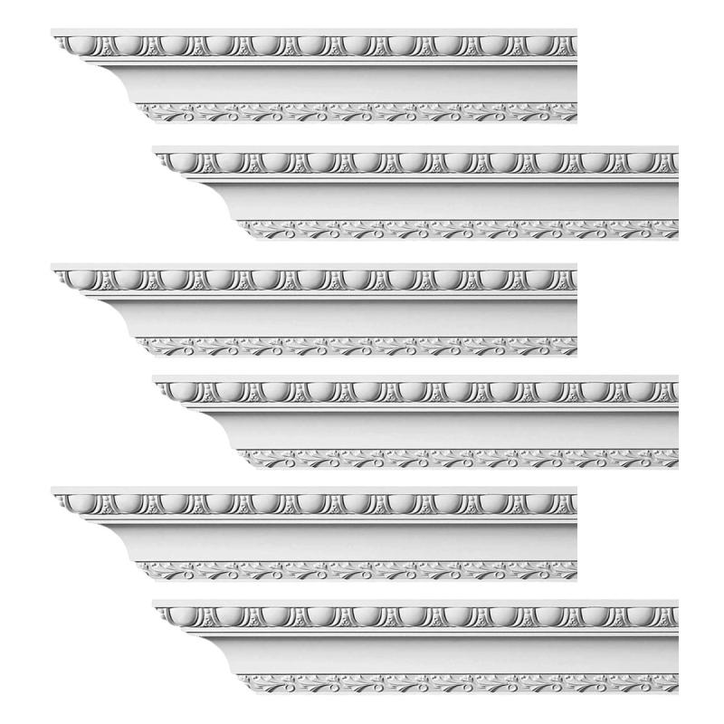 Cornice | Ornate Cornice White Urethane Brewster Design 6 Pieces Totaling 576″ Length Ceiling Molding & Trim Cornice