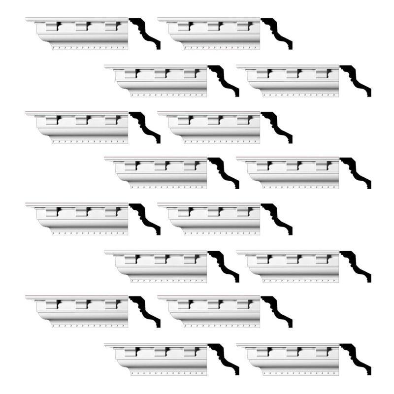 Cornice | Ornate Cornice White Urethane Chesterfield Design 16 Pieces Totaling 1520″ Length Ceiling Molding & Trim Cornice