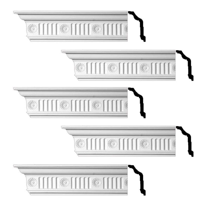 Cornice | Ornate Cornice White Urethane Design 5 Pieces Totaling 480″ Length Ceiling Molding & Trim Cornice