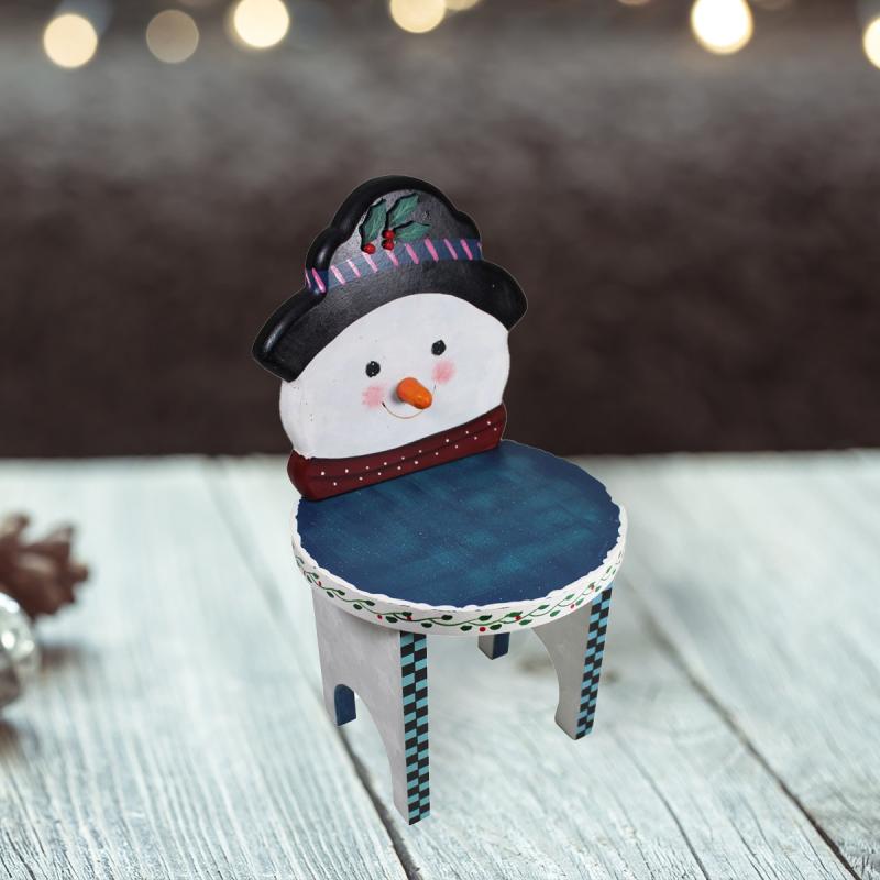 Holiday Decor | Christmas Snowman Decorative Stool White/Blue 16 1/2″ H x 9″ Dia Holiday Decor Holiday Decor