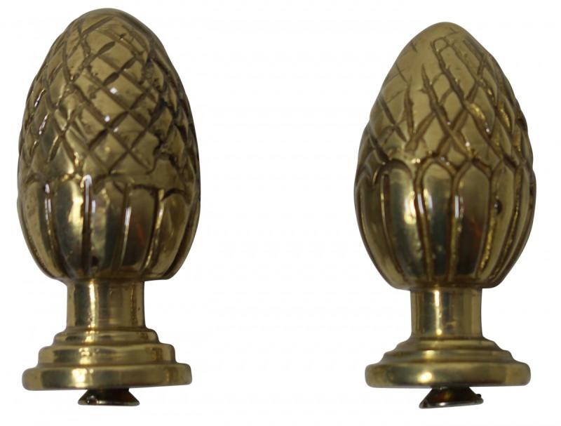 Stair Rods Finials and Brackets | Brass Stair Carpet Rod Ball Finial Tip Pair Pineapple design Rugs & Stair Accessories Stair Rods Finials & Brackets