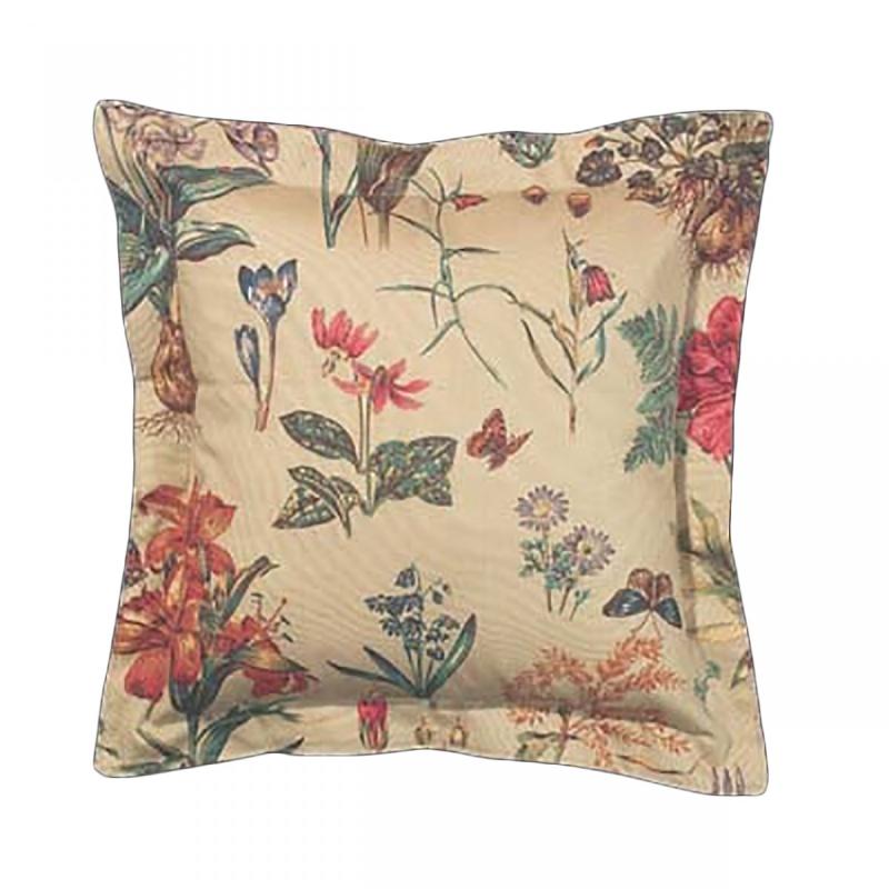 Throws and Pillows | Cotton Botanical Pillow 16″ Square Living Room Accents Throws & Pillows