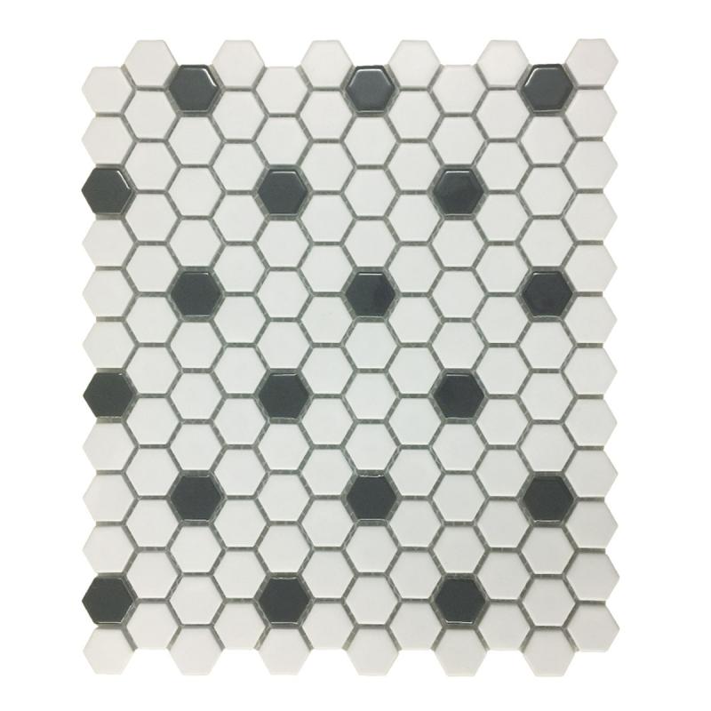 Wall and Floor Tiles | Black and White Mosaic Hexagon Floor Wall Tile 23 Sheet 10.25″ x 11.8″ 19.3 SQFT Wall Accents Wall & Floor Tiles