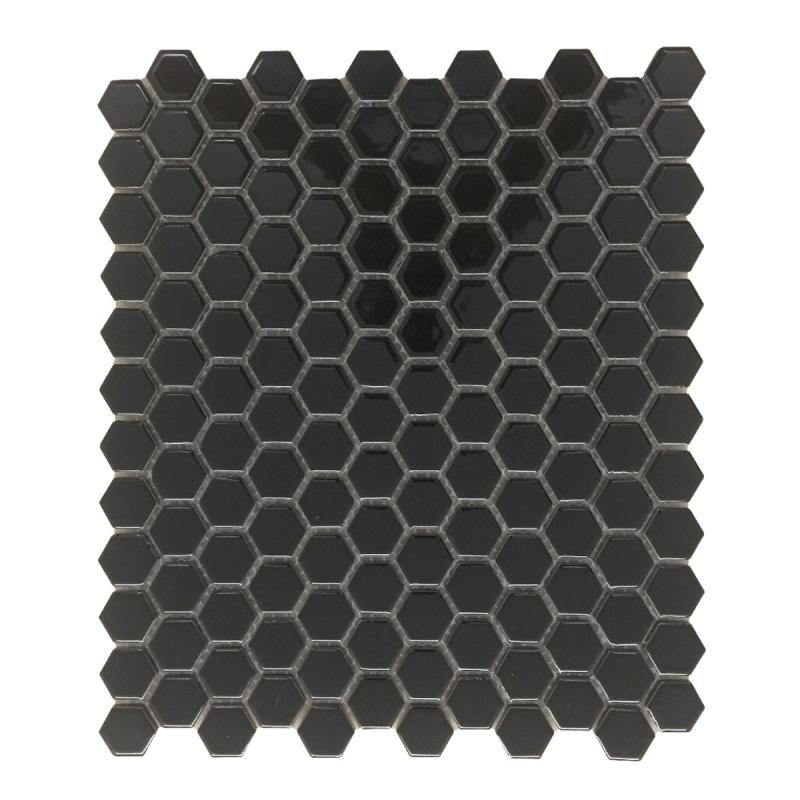 Wall and Floor Tiles | Porcelain Mosaic Hexagon Glossy Black Floor and Wall Tile 19.3 SQ FT Wall & Floor Tiles Wall & Floor Tiles