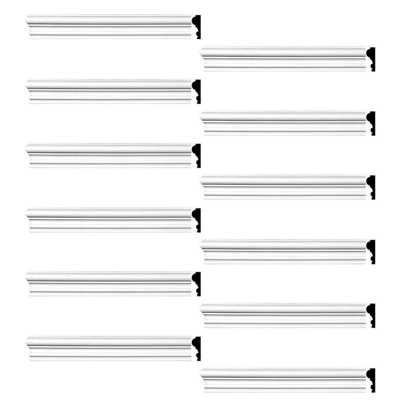 Cornice | Crown Molding White Urethane Amherst  Design 12 Pieces Totaling 1152″ Length Ceiling Molding & Trim Cornice