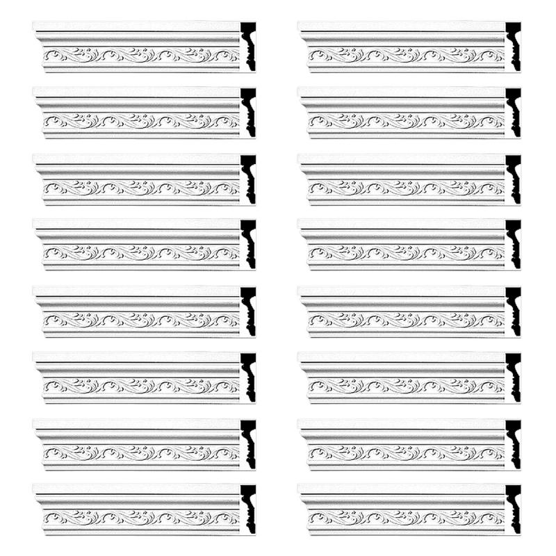 Cornice | Crown Molding White Urethane Savanah Design 16 Pieces Totaling 1504″ Length Ceiling Molding & Trim Cornice