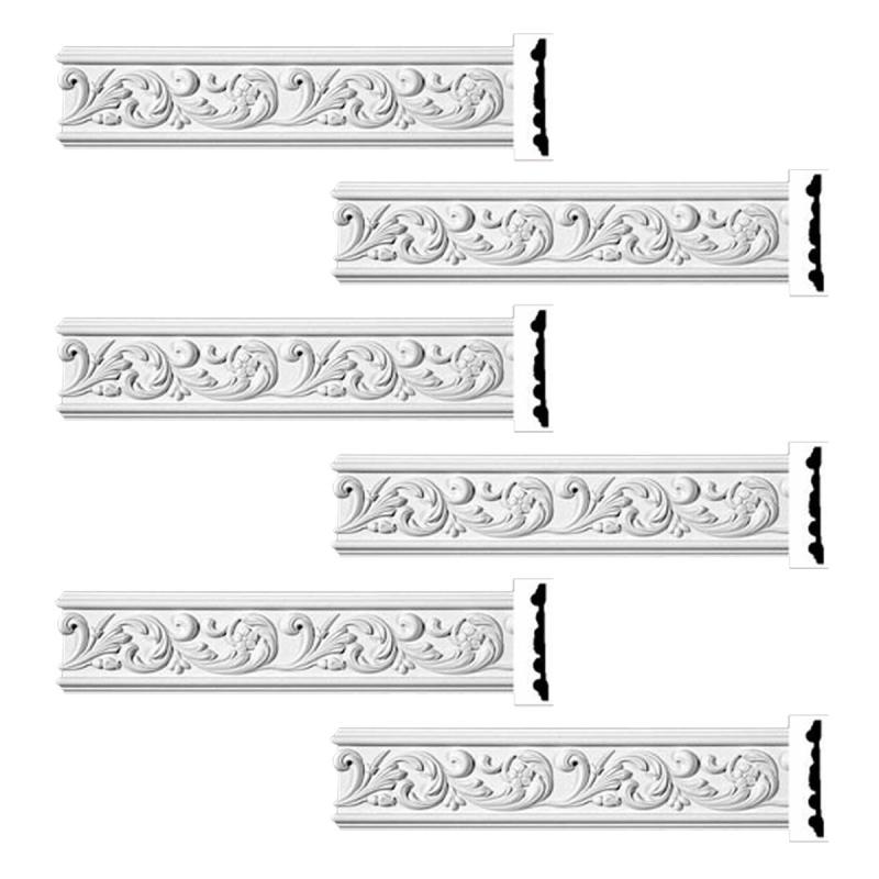 Cornice | Ornate Crown Molding White Urethane  96″ L Ceiling Molding & Trim Cornice